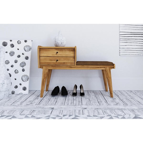 Fiókos tölgyfa pad, narancssárga ülőrésszel Retro - The Beds-image-2