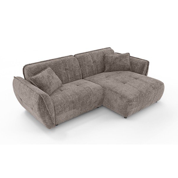 Szürkésbarna zsenília sarokkanapé (jobb oldali-heverő résszel) Nelia – Ropez-image-2