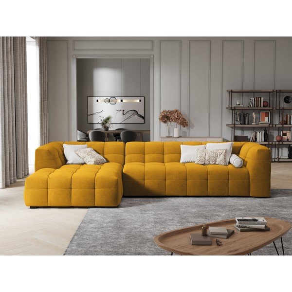 Vesta sárga bársony kanapé, bal oldali - Windsor & Co Sofas-image-1