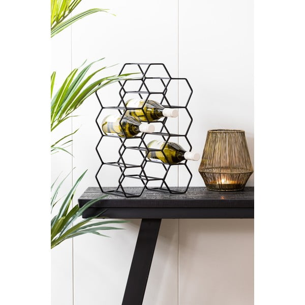 Fekete fém bortartó polcos állvány, palackok száma 12 Salbris – Light & Living-image-3