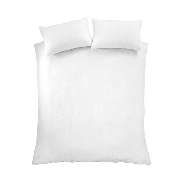 Fehér kétszemélyes krepp ágyneműhuzat 200x200 cm Heatset Wave – Catherine Lansfield
