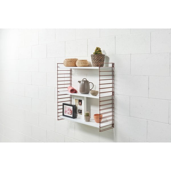 Libro háromszintes polc rézszínű elemekkel, hossz 70 cm - Metaltex-image-1