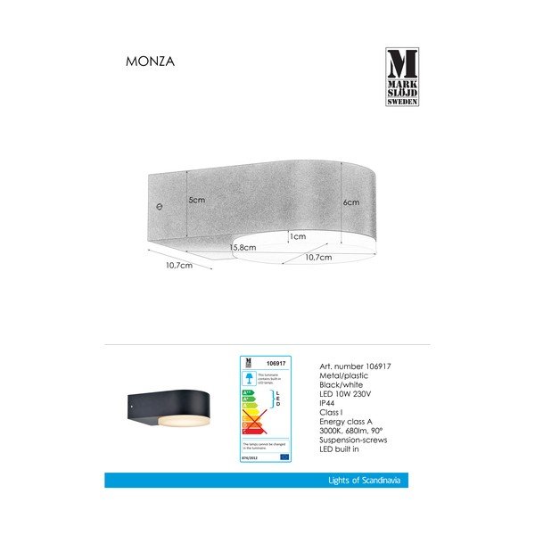 Monza fekete falilámpa - Markslöjd-image-2