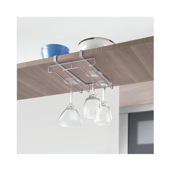 Glass polcra akasztható pohártartó 8 pohárhoz, hosszúság 20 cm - Metaltex-image-1