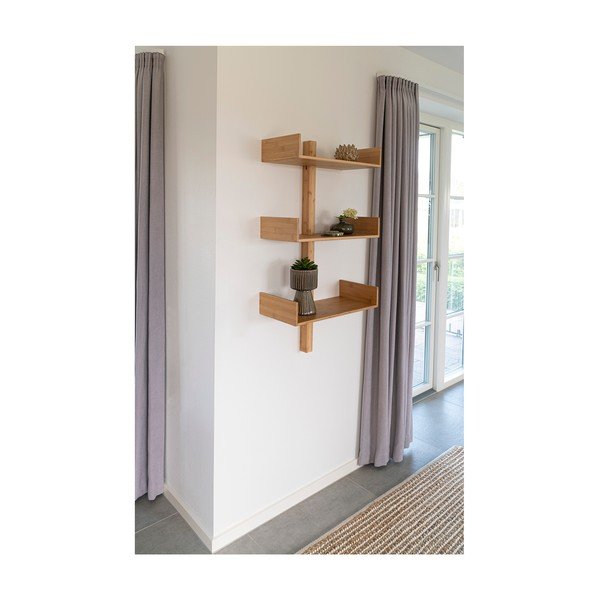 Natúr színű többszintes bambusz fali polc 50 cm Villa – House Nordic-image-1