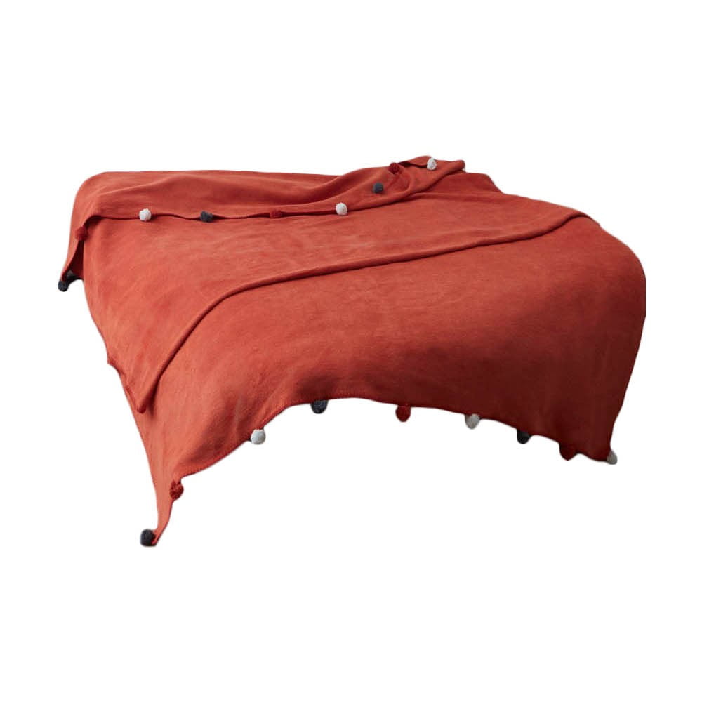 Téglavörös fleece ágytakaró 200x220 cm Pom Pom  Mijolnir