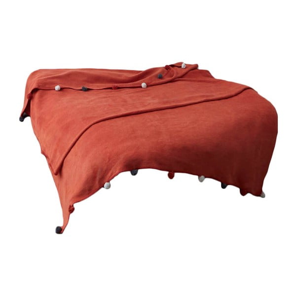 Téglavörös fleece ágytakaró 200x220 cm Pom Pom – Mijolnir