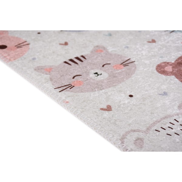 Elefántcsont színű mosható gyerek szőnyeg 80x150 cm Cute Animals – Vitaus-image-2