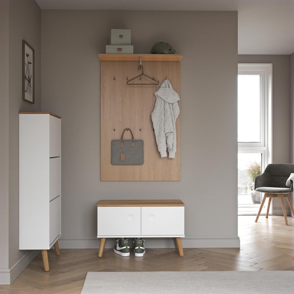 Natúr színű fogas panel tölgyfa dekorral Dot – Tenzo-image-1