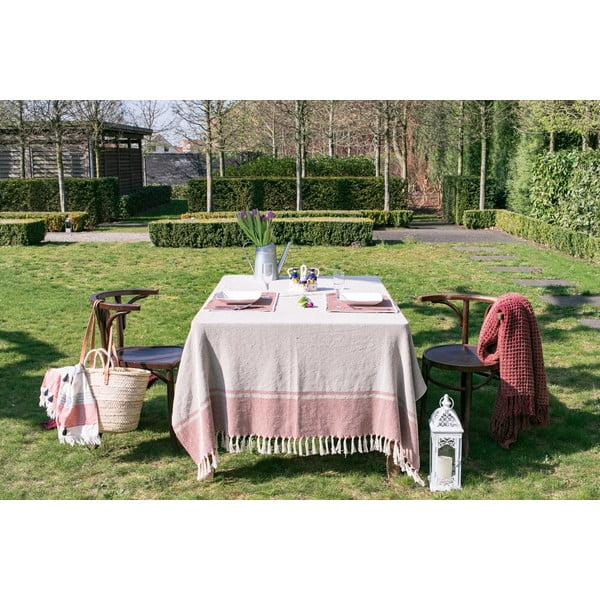 Bézs-fekete pamut terítő, 250 x 150 cm - Tiseco Home Studio-image-2