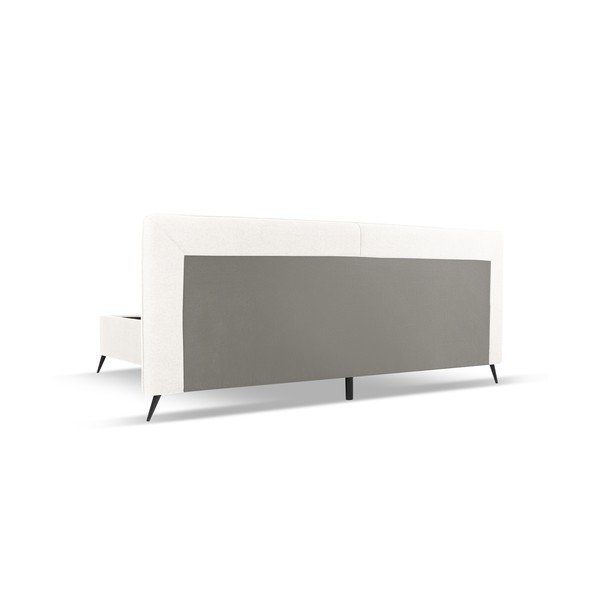 Krémszínű kárpitozott franciaágy tárolóhellyel, ágyráccsal 160x200 cm Walter – Milo Casa-image-3