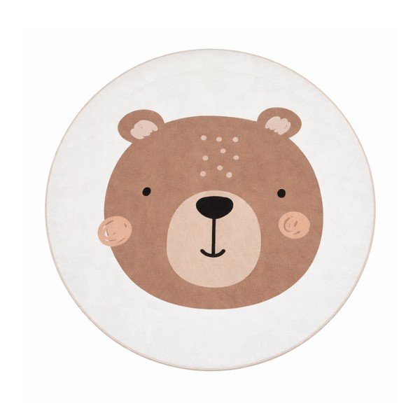 Barna-krémszínű mosható gyerek szőnyeg ø100 cm Teddy Bear – Mila Home