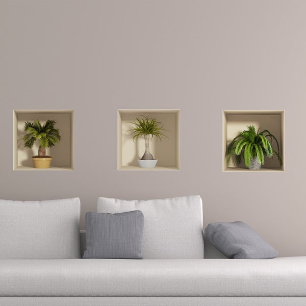 Palms 3 db-os 3D hatású falmatrica szett - Ambiance-image-1