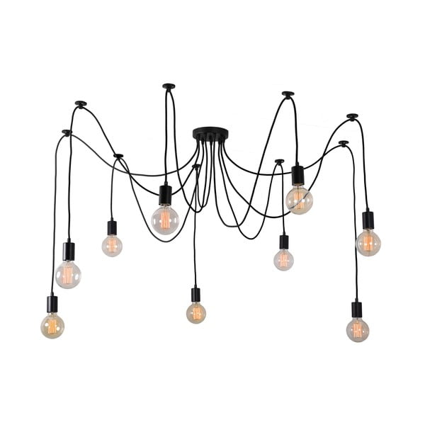 Spider Lamp fekete 9 ágú mennyezeti függőlámpa - Filament Style