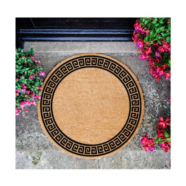 Greek Border kerek, természetes kókuszrost lábtörlő, ⌀ 70 cm - Artsy Doormats-image-2