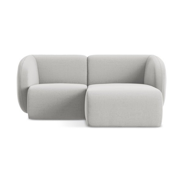 Világosszürke bársony sarokkanapé (jobb oldali-heverő résszel) Lani – Makamii