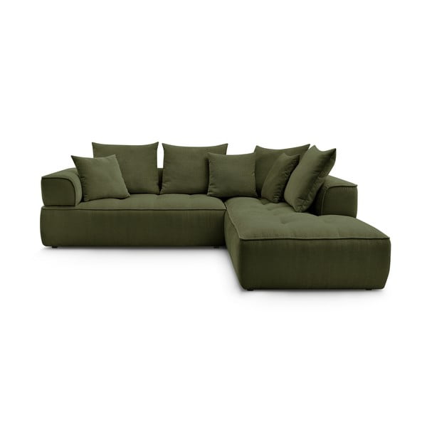 Zöld zsenília sarokkanapé (jobb oldali-L alakú) Whesley – Bobochic Paris