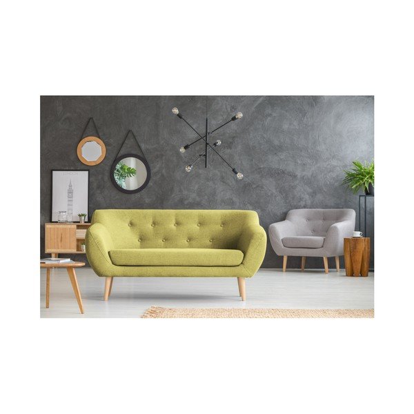 Sicile sárga 2 személyes kanapé világos lábakkal - Mazzini Sofas-image-4