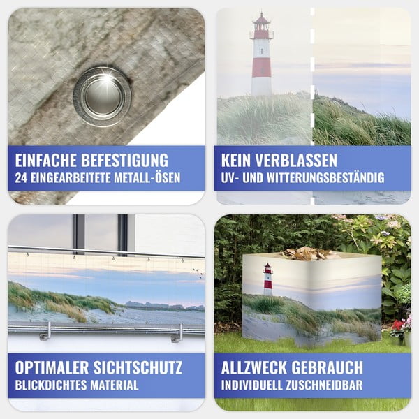 Műanyag belátásgátló erkélyre 500x85 cm North Sea Coast – Maximex-image-1