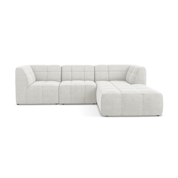 Fehér buklé sarokkanapé (jobb oldali-heverő résszel) Aloha – Makamii