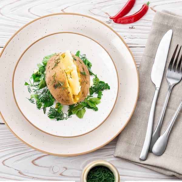 Krémszínű kerámia desszertes  tányér készlet 6 db-os ø 19,5 cm Statek – Orion-image-1