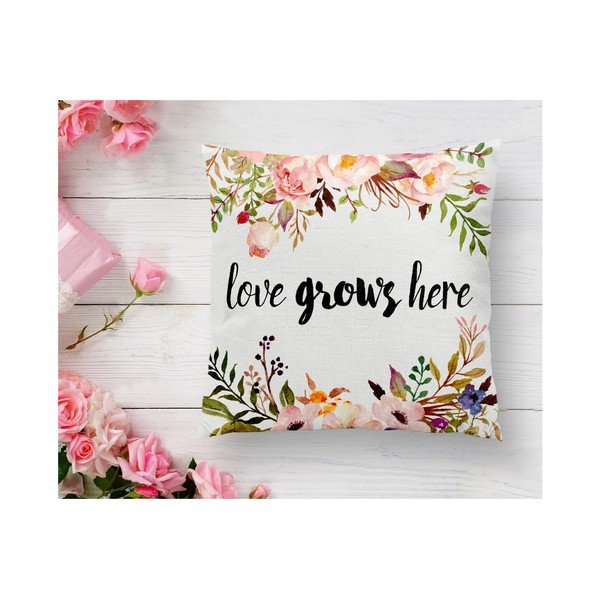 Love Grows Here pamutkeverék párnahuzat, 45 x 45 cm - Minimalist Cushion Covers-image-3