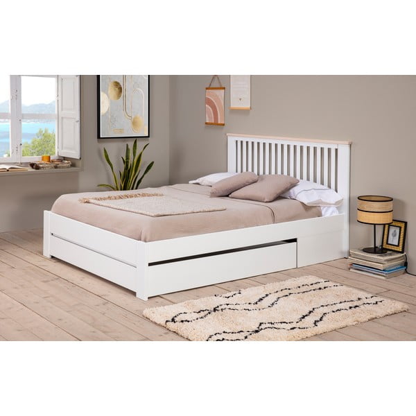 Fehér franciaágy ágyráccsal 140x190 cm Enara – Marckeric-image-4