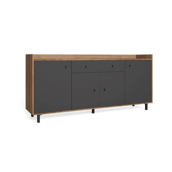 Szürke alacsony komód diófa dekorral 180x84 cm Malta - Marckeric-image-2