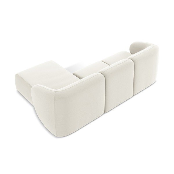 Bézs bársony sarokkanapé (jobb oldali-heverő résszel) Lani – Makamii-image-3