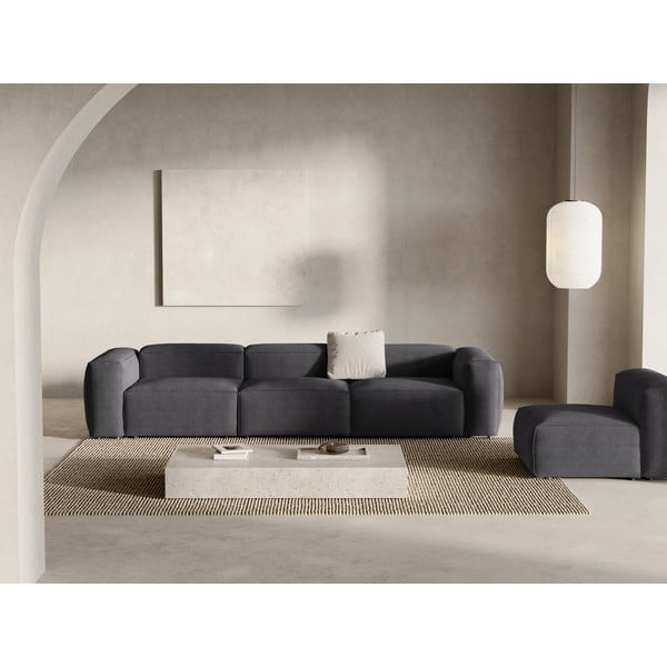 Sötétszürke kordbársony kanapé 364 cm Bergamo – Cosmopolitan Design-image-1