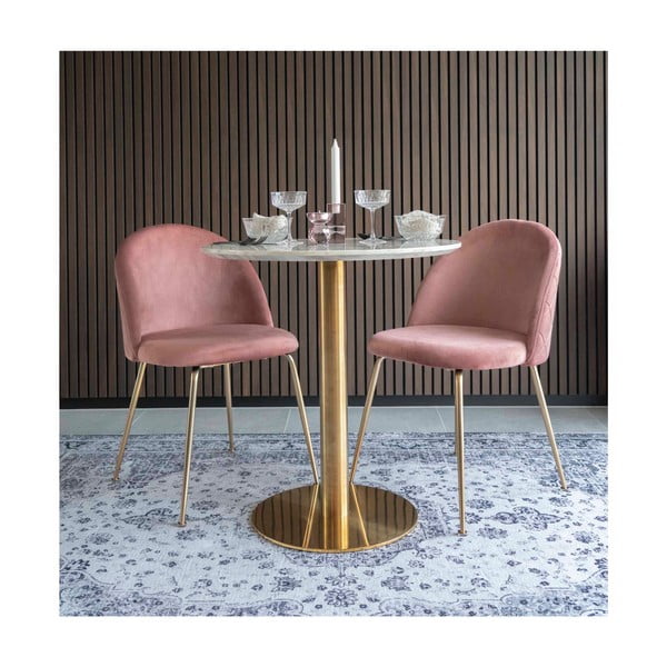 Kerek étkezőasztal márvány dekoros asztallappal ø 70 cm Bolzano – House Nordic-image-3