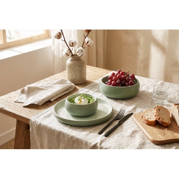 Zöld kőedény tányér készlet 4 db-os ø 22 cm Aura Rondo – Bonami Selection-image-3