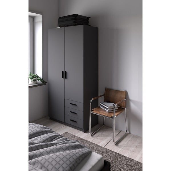 Sötétszürke ruhásszekrény 99x200 cm Sprint – Tvilum-image-1
