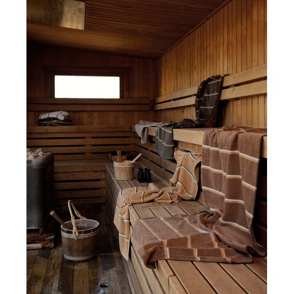 Fekete-világosszürke pamut törölköző 50x100 cm Sauna – Zone-image-1