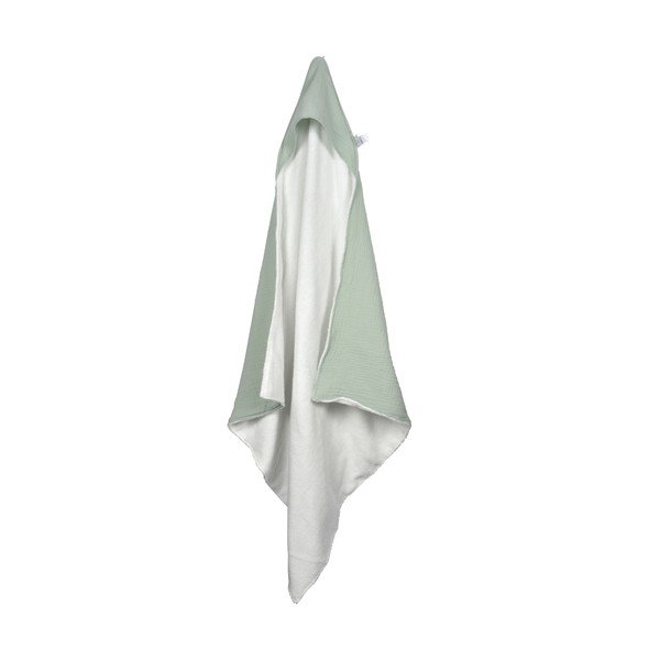 Zöld muszlin kapucnis gyerek törölköző 75x75 cm – Bébé Douceur-image-2