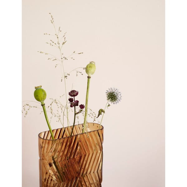 Deco narancssárga üveg váza, magasság 18 cm - Hübsch-image-1