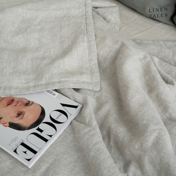 Natúr színű len steppelt ágytakaró 220x230 cm Melange – Linen Tales-image-4