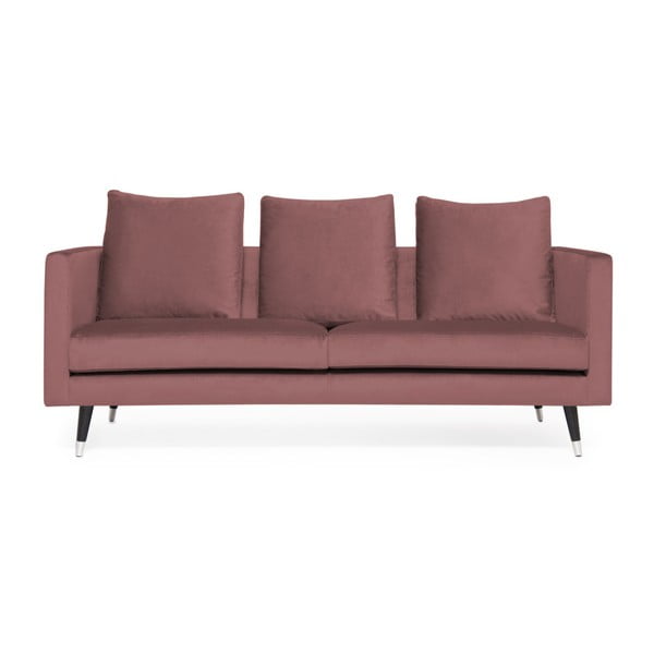 Harper Velvet rózsaszín 3 személyes kanapé, ezüstszínű lábakkal - Vivonita