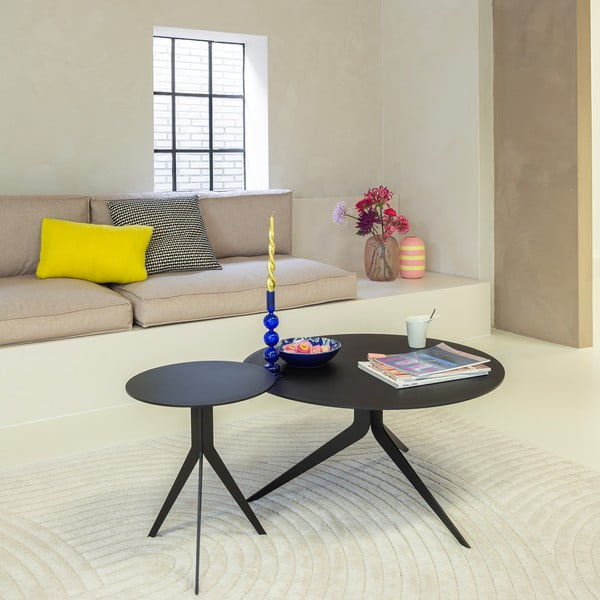 Fekete fém kerek dohányzóasztal ø 78 cm Daley – Spinder Design-image-1