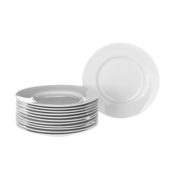 Elegant 12 db-os fehér porcelán tányérkészlet, Ø 26,7 cm - Casa Selección