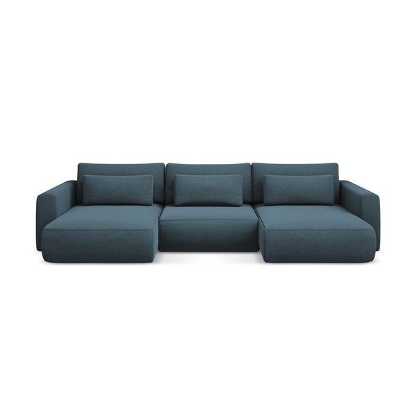 Kék kinyitható-tárolóhelyes (U alakú) sarokkanapé Kapua – Makamii