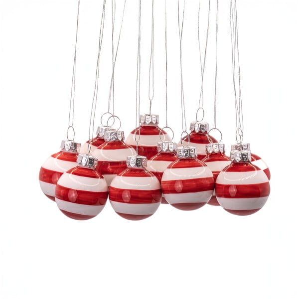 Üveg kézzel készített karácsonyfadísz készlet 12 db-os ø 3 cm Bauble Stripe – Sass & Belle