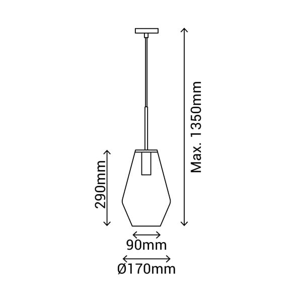 Lily fekete függőlámpa, magasság 120 cm - SULION-image-3