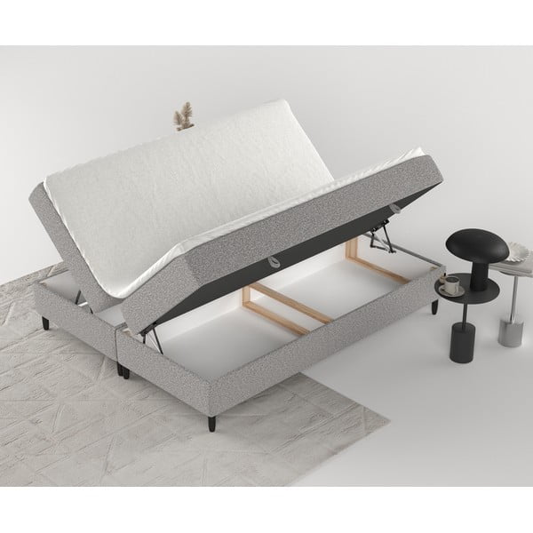 Szürke ágyneműtartós boxspring ágy 200x200 cm Malte – Maison de Rêve-image-2