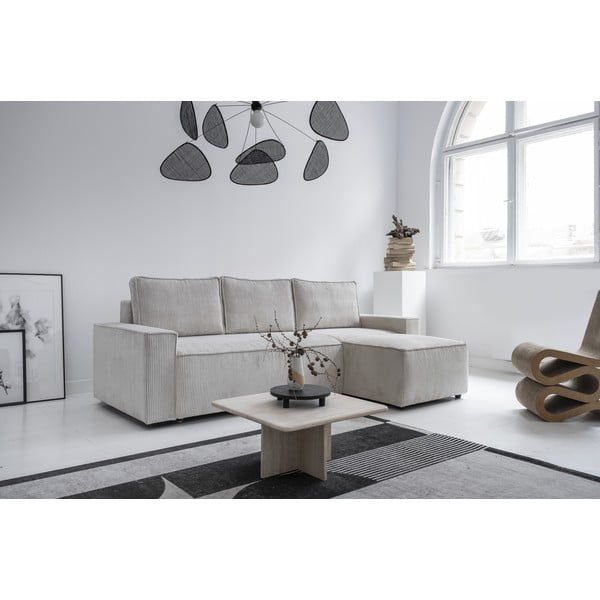 Fehér kordbársony kinyitható sarokkanapé (variálható) Brave Dave – Miuform-image-3