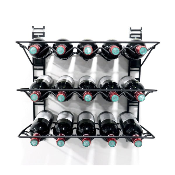 Walltech fekete fali bortartó állvány 15 palackra - Compactor