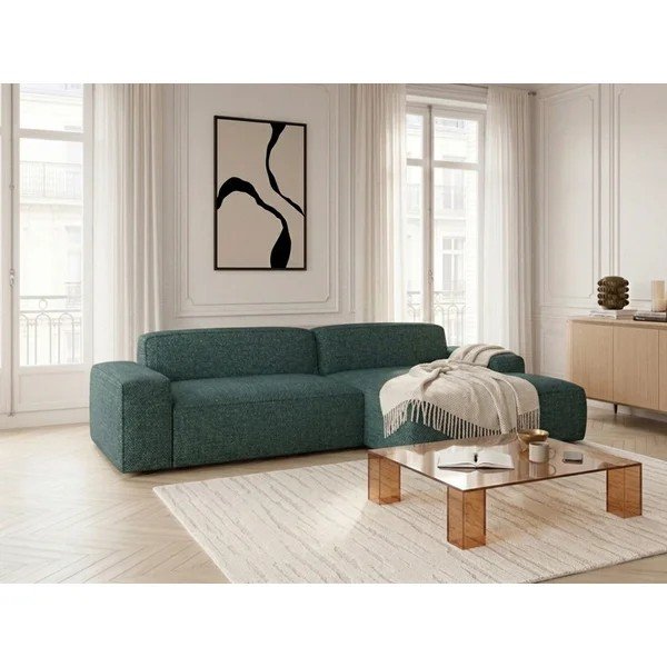Zöld kinyitható-elektromos ülésállítással sarokkanapé (jobb oldali) Abel – Bobochic Paris-image-4