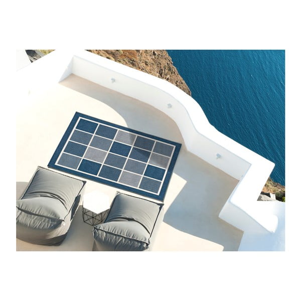 Nicol Squares kék kültéri szőnyeg, 80 x 150 cm - Universal-image-2