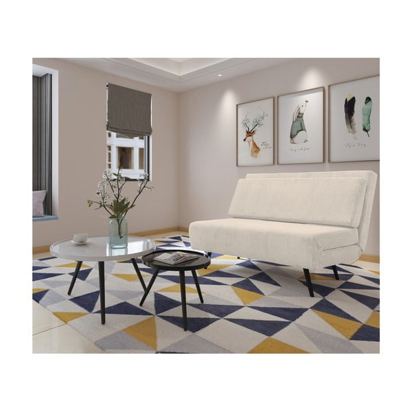 Krémszínű kordbársony kinyitható kanapé 140 cm Mallory – Støraa-image-3