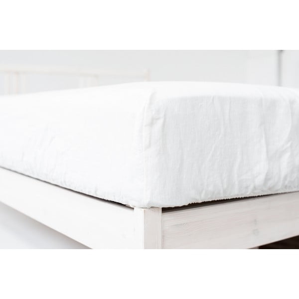 Fehér gumis lenkeverék lepedő 180x200 cm – Linen Tales-image-4